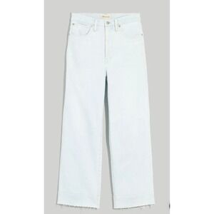 Madewell Womens The Perfect Vintage Wide Leg Crop Jeans 28 Raw Hem Bosworth Wash